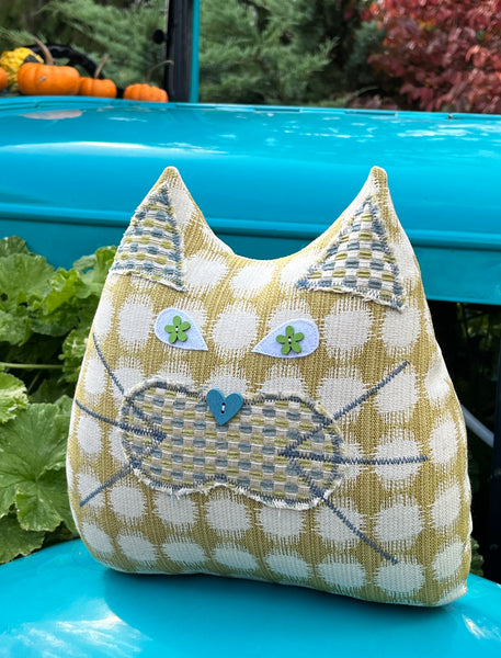 Cat Doorstop - Bright green and blue