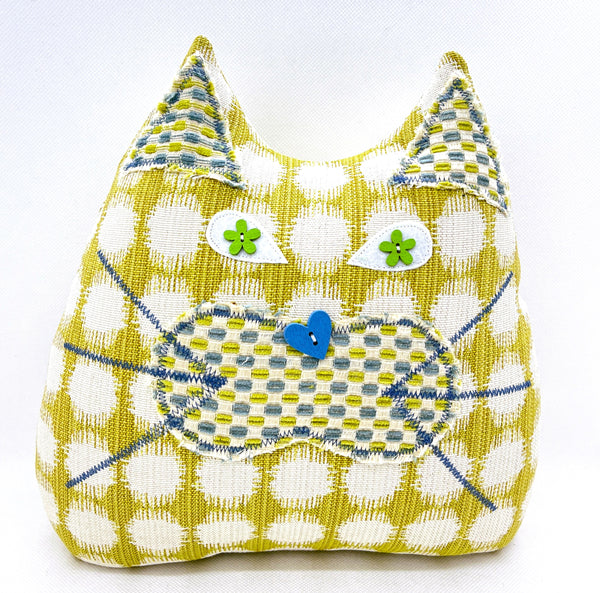 Cat Doorstop - Bright green and blue